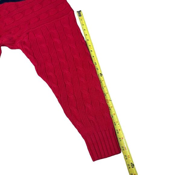 Vtg 90s Gap Vneck Cableknit Red Sweater Preppy Prep Academia L Criquet Old Money - Picture 6 of 6